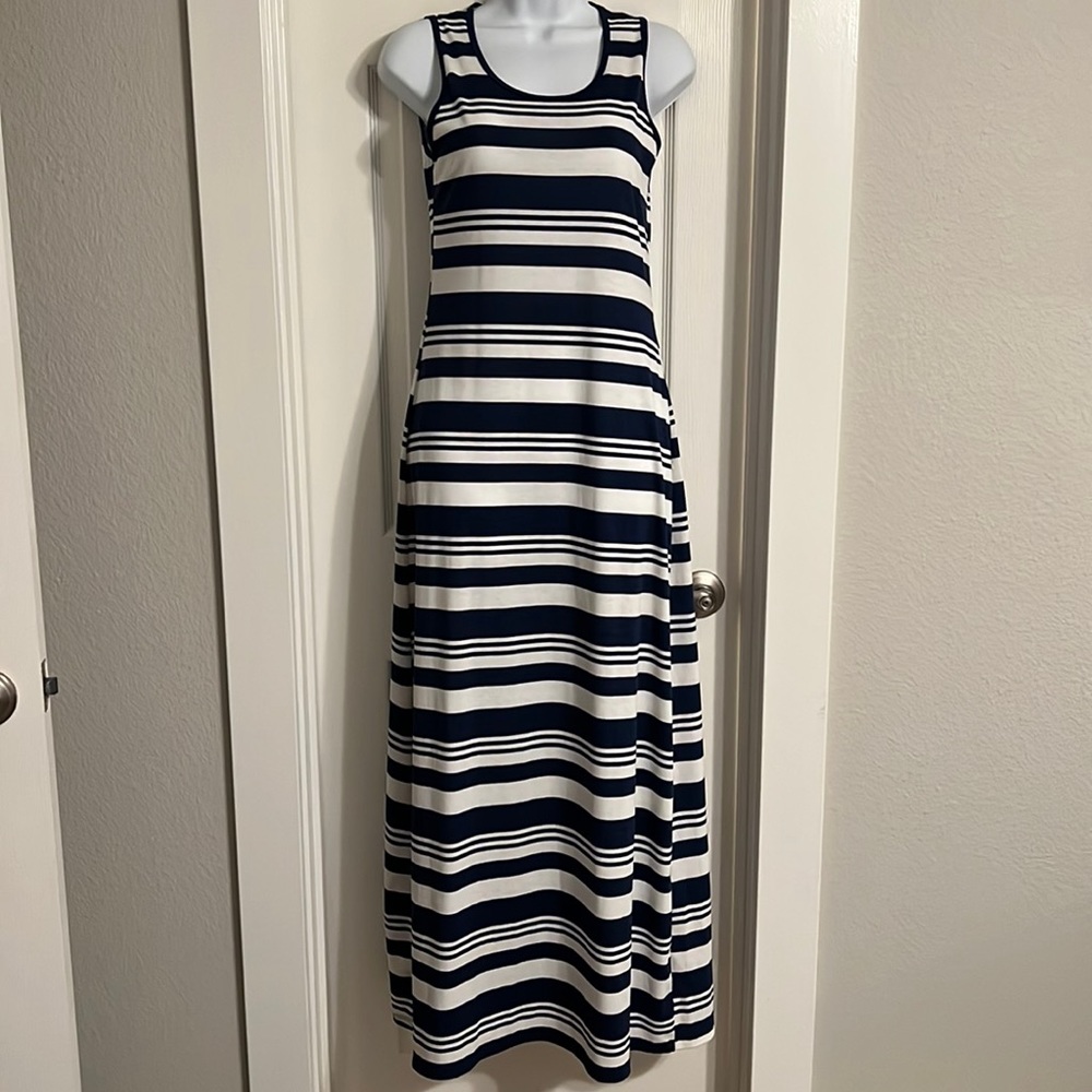 EUC Navy Blue and White LuLaRoe Maxi Dress